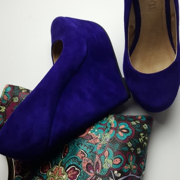 ALDO Purple Suede Wedge Platform Heels Size 6 - Picture 4 of 5